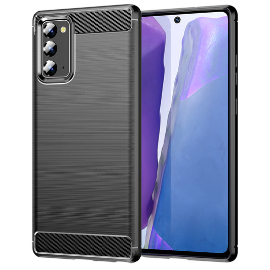 1.8mm Carbon Fiber Drop-proof Anti-fingerprint Brushed Texture Flexible TPU Mobile Phone Cover for Samsung Galaxy Note20/Note20 5G