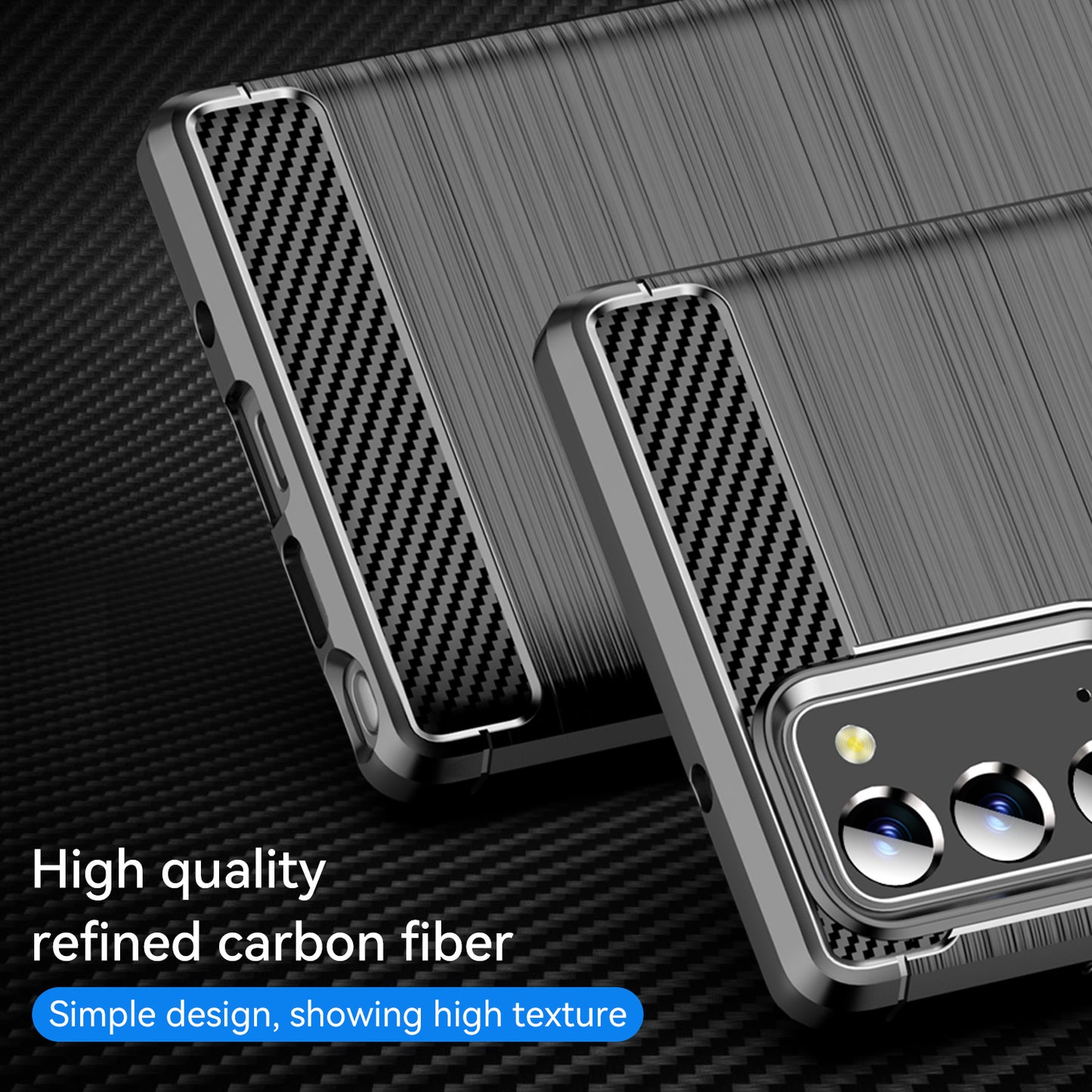 1.8mm Carbon Fiber Drop-proof Anti-fingerprint Brushed Texture Flexible TPU Mobile Phone Cover for Samsung Galaxy Note20/Note20 5G