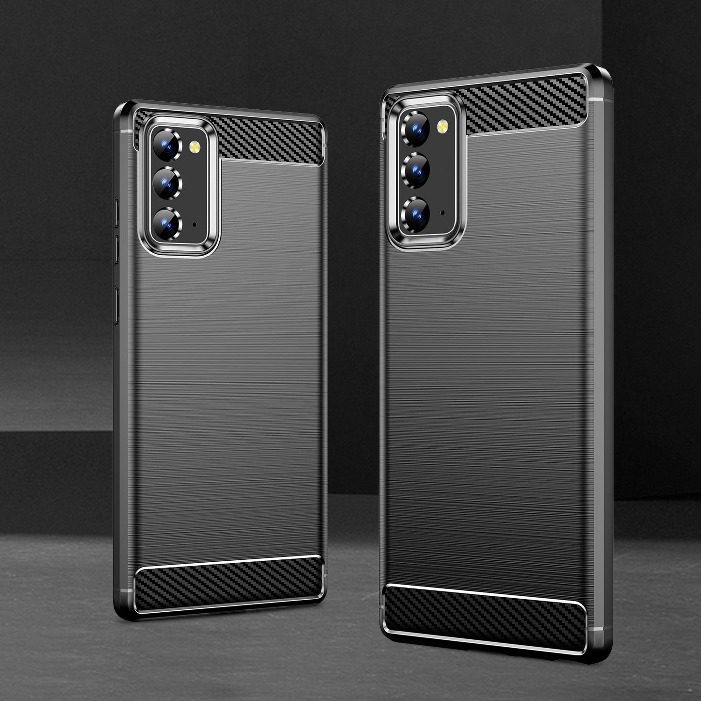 1.8mm Carbon Fiber Drop-proof Anti-fingerprint Brushed Texture Flexible TPU Mobile Phone Cover for Samsung Galaxy Note20/Note20 5G