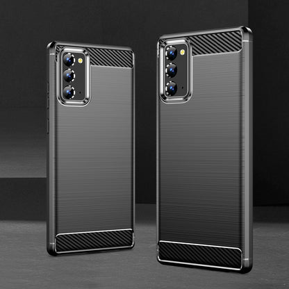 1.8mm Carbon Fiber Drop-proof Anti-fingerprint Brushed Texture Flexible TPU Mobile Phone Cover for Samsung Galaxy Note20/Note20 5G