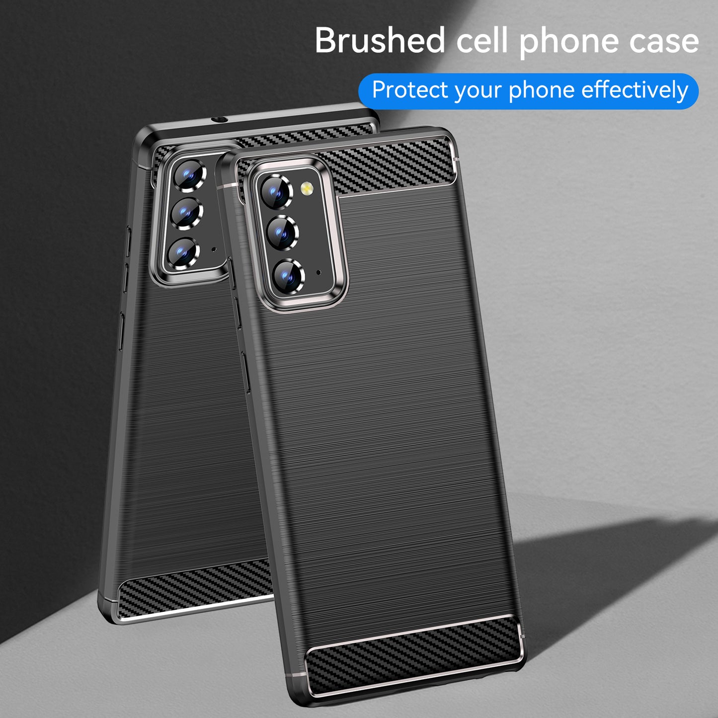 1.8mm Carbon Fiber Drop-proof Anti-fingerprint Brushed Texture Flexible TPU Mobile Phone Cover for Samsung Galaxy Note20/Note20 5G