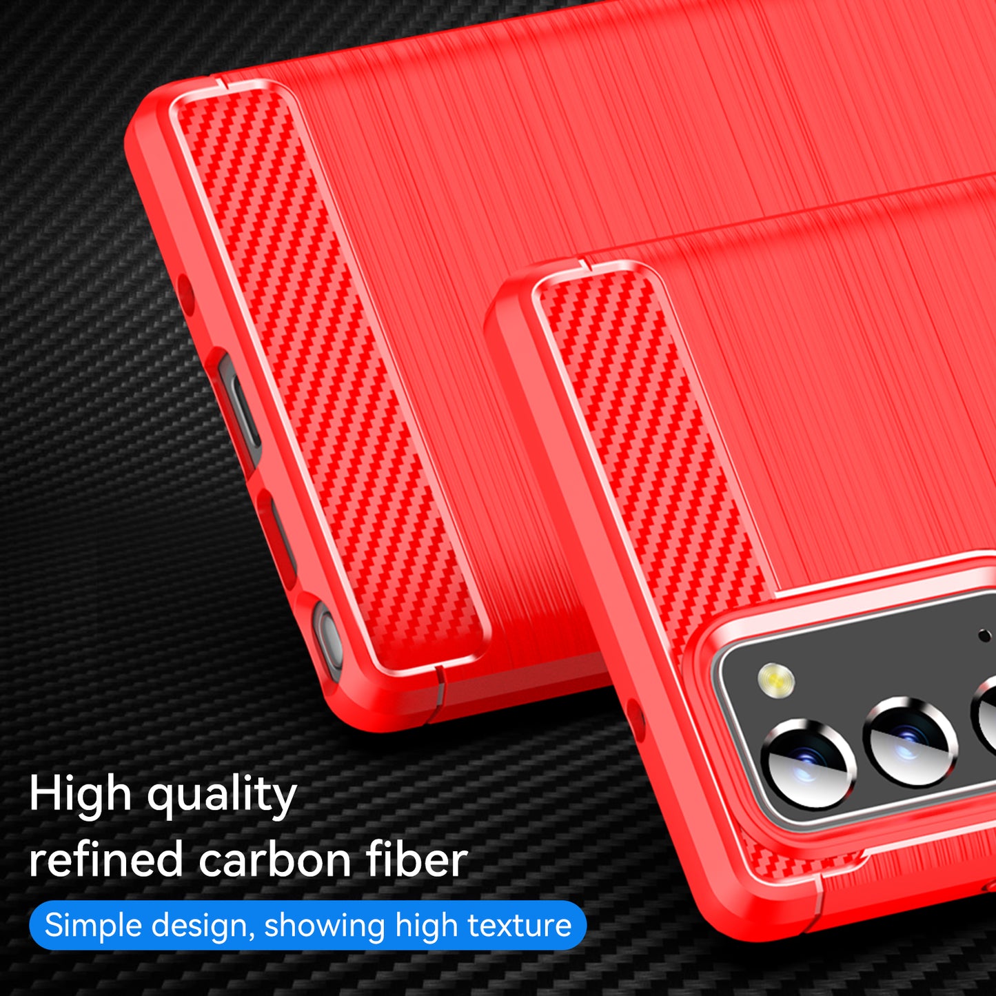 1.8mm Carbon Fiber Drop-proof Anti-fingerprint Brushed Texture Flexible TPU Mobile Phone Cover for Samsung Galaxy Note20/Note20 5G