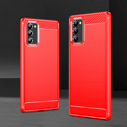 1.8mm Carbon Fiber Drop-proof Anti-fingerprint Brushed Texture Flexible TPU Mobile Phone Cover for Samsung Galaxy Note20/Note20 5G