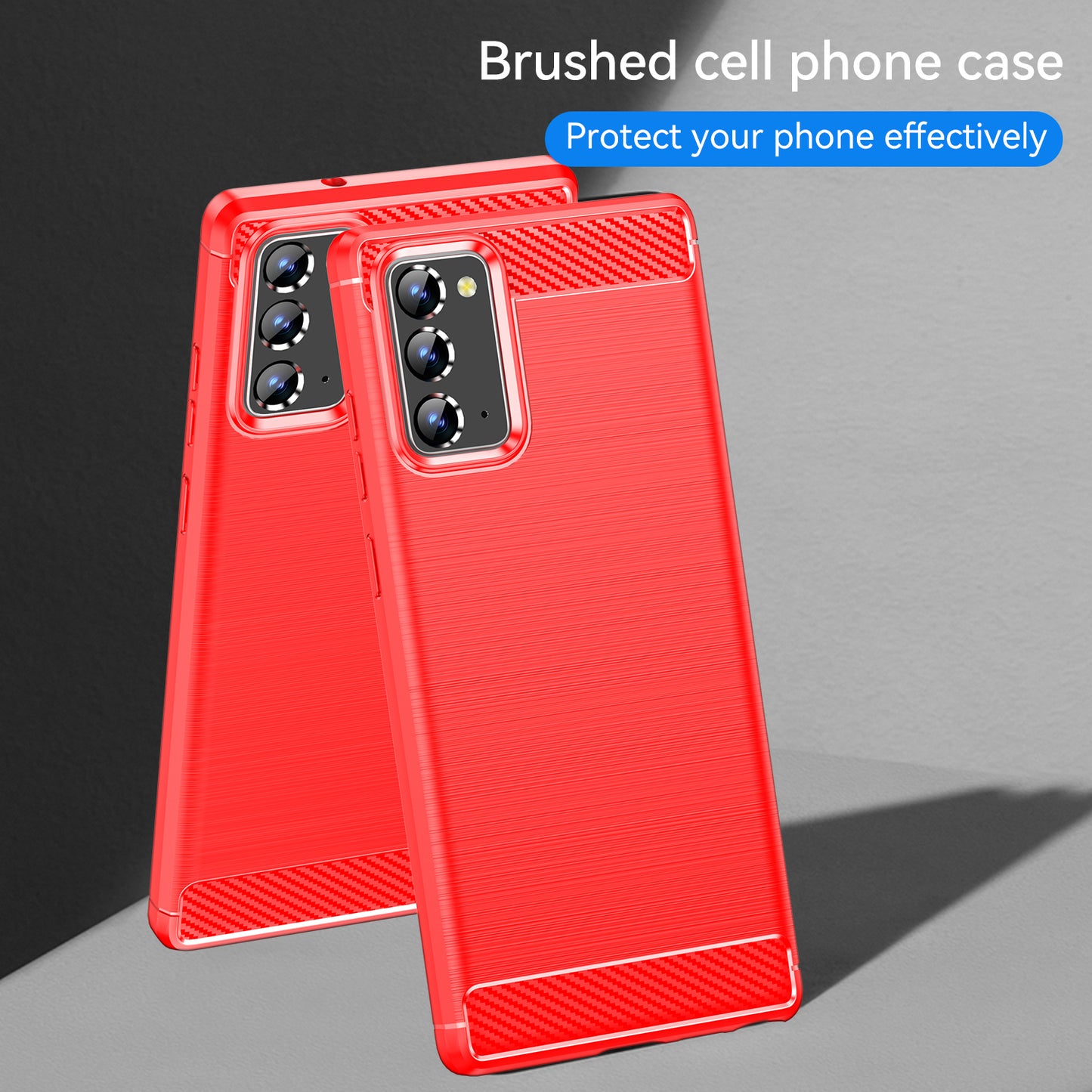 1.8mm Carbon Fiber Drop-proof Anti-fingerprint Brushed Texture Flexible TPU Mobile Phone Cover for Samsung Galaxy Note20/Note20 5G