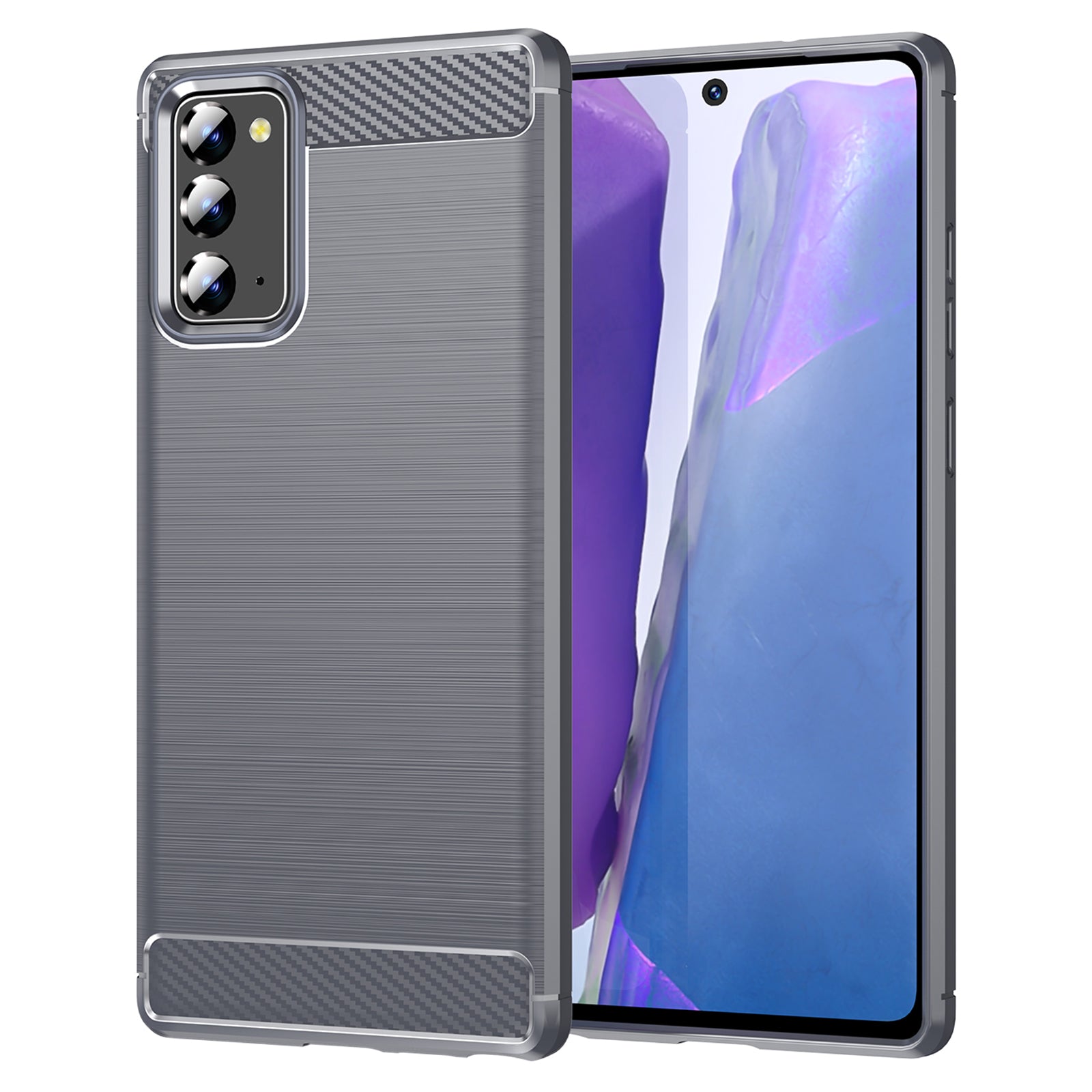 1.8mm Carbon Fiber Drop-proof Anti-fingerprint Brushed Texture Flexible TPU Mobile Phone Cover for Samsung Galaxy Note20/Note20 5G