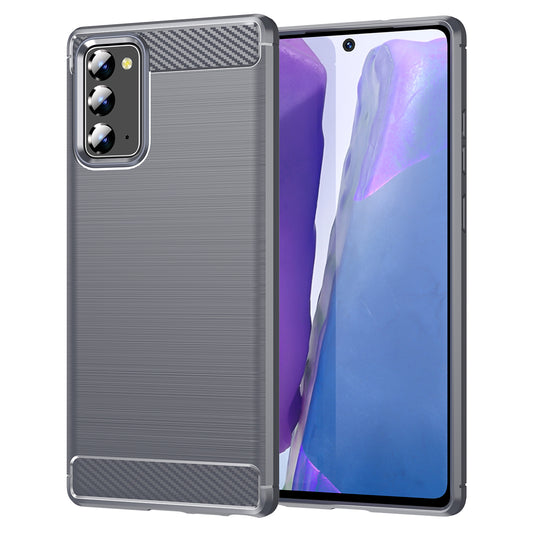 1.8mm Carbon Fiber Drop-proof Anti-fingerprint Brushed Texture Flexible TPU Mobile Phone Cover for Samsung Galaxy Note20/Note20 5G