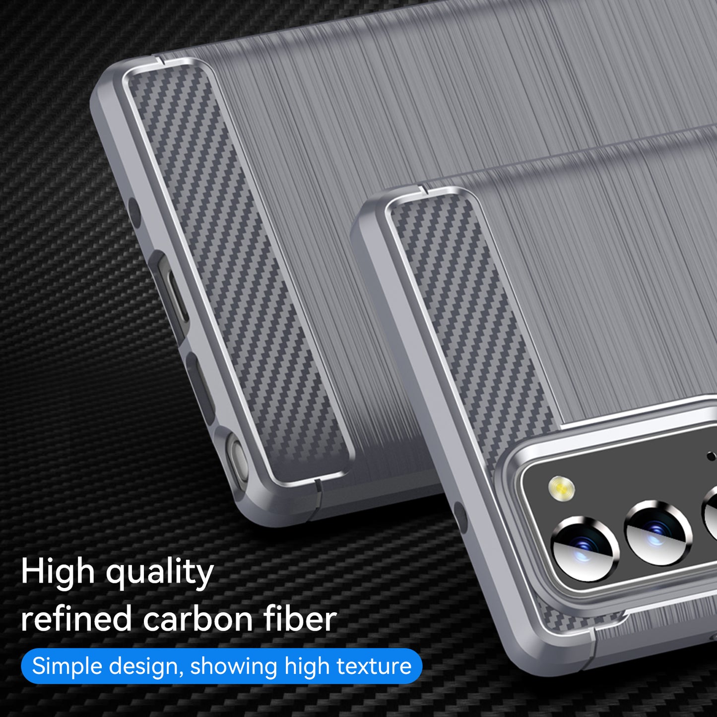 1.8mm Carbon Fiber Drop-proof Anti-fingerprint Brushed Texture Flexible TPU Mobile Phone Cover for Samsung Galaxy Note20/Note20 5G