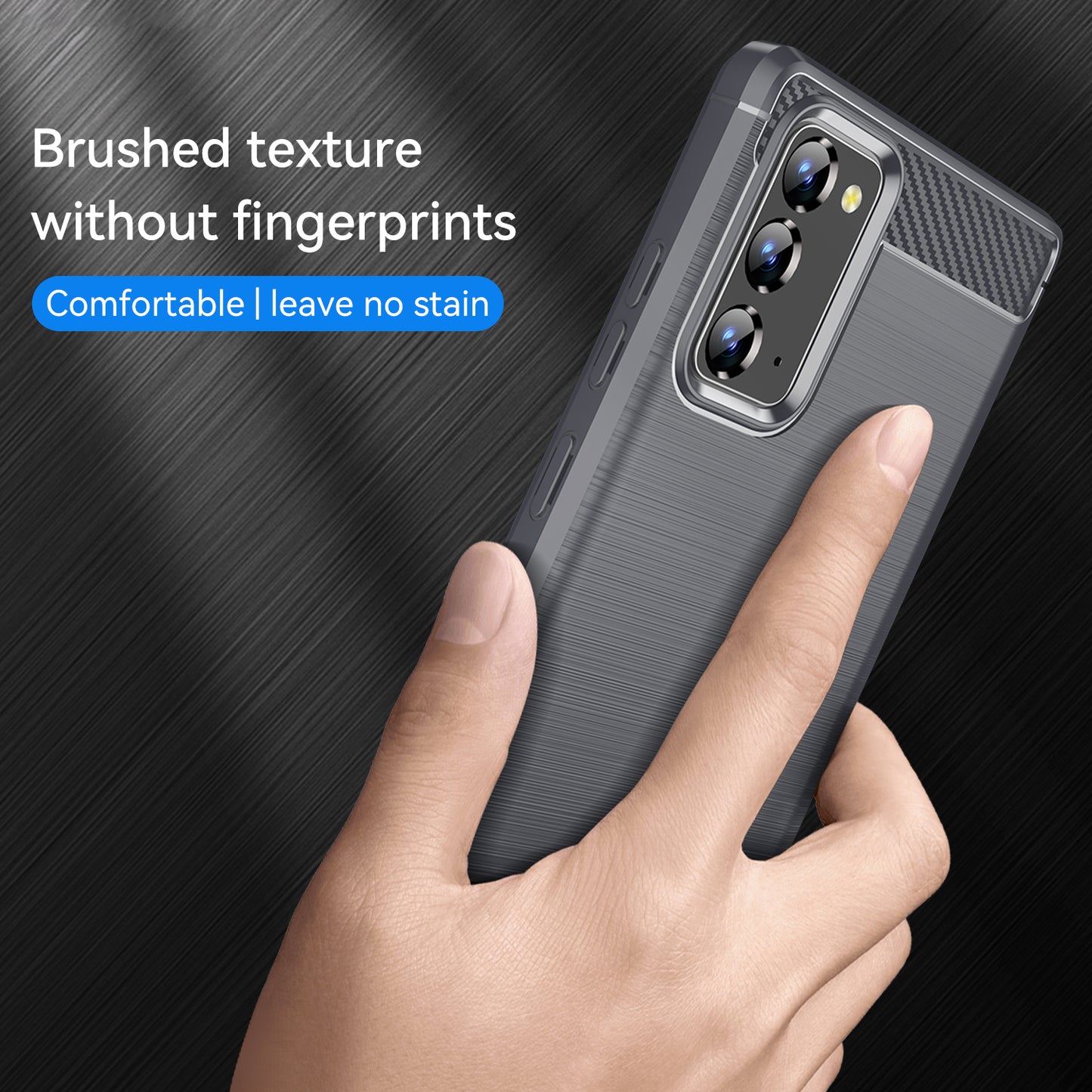 1.8mm Carbon Fiber Drop-proof Anti-fingerprint Brushed Texture Flexible TPU Mobile Phone Cover for Samsung Galaxy Note20/Note20 5G