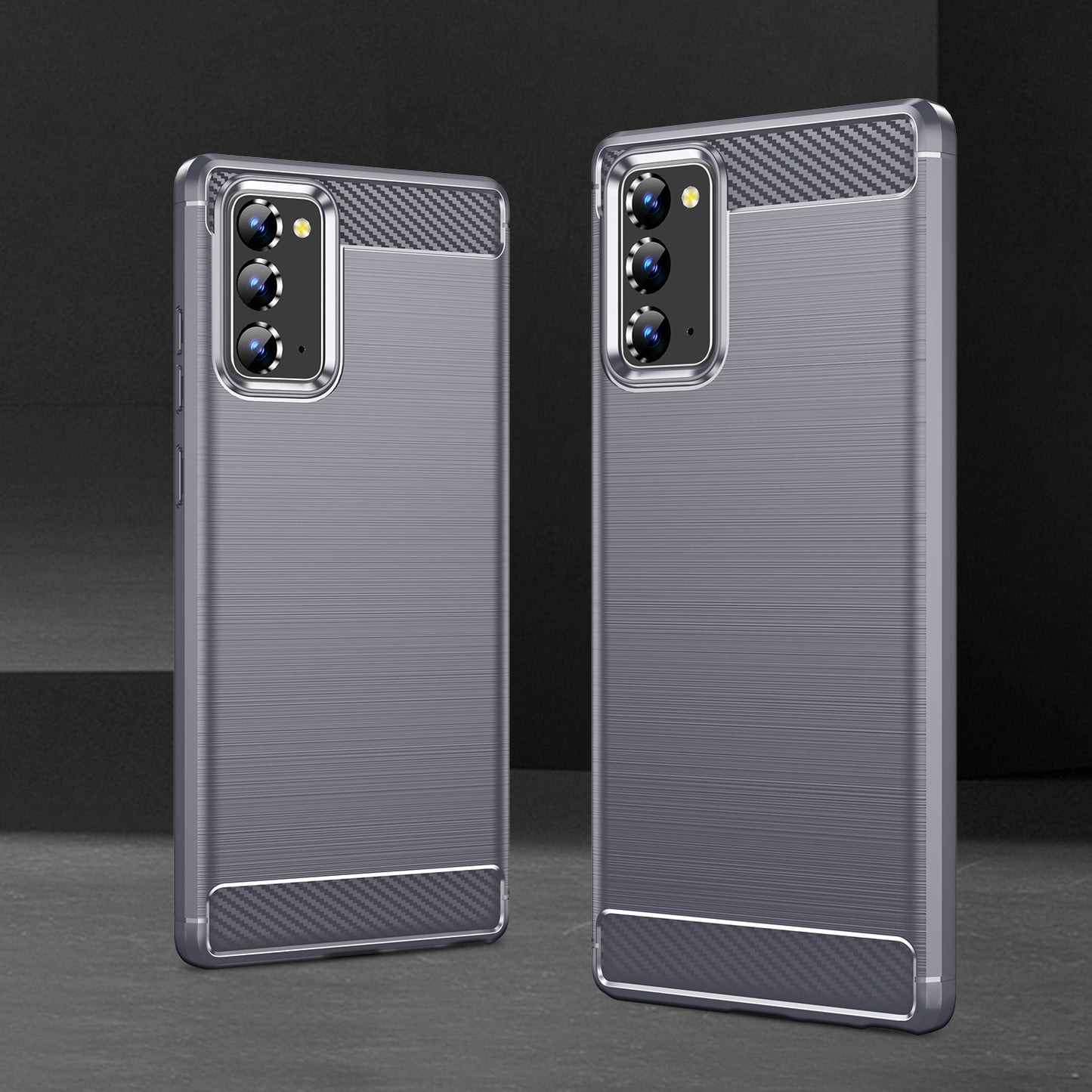 1.8mm Carbon Fiber Drop-proof Anti-fingerprint Brushed Texture Flexible TPU Mobile Phone Cover for Samsung Galaxy Note20/Note20 5G