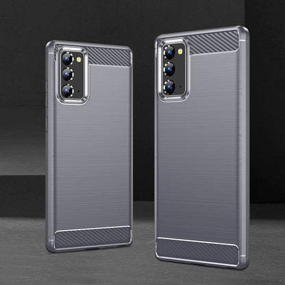 1.8mm Carbon Fiber Drop-proof Anti-fingerprint Brushed Texture Flexible TPU Mobile Phone Cover for Samsung Galaxy Note20/Note20 5G