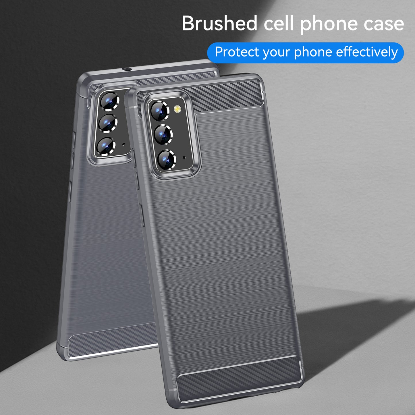 1.8mm Carbon Fiber Drop-proof Anti-fingerprint Brushed Texture Flexible TPU Mobile Phone Cover for Samsung Galaxy Note20/Note20 5G