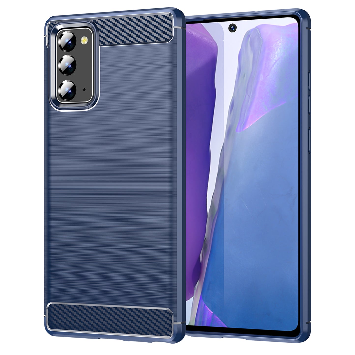 1.8mm Carbon Fiber Drop-proof Anti-fingerprint Brushed Texture Flexible TPU Mobile Phone Cover for Samsung Galaxy Note20/Note20 5G
