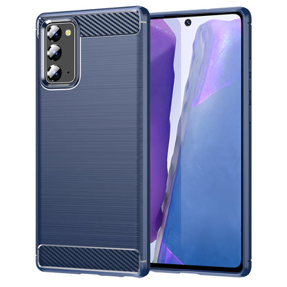 1.8mm Carbon Fiber Drop-proof Anti-fingerprint Brushed Texture Flexible TPU Mobile Phone Cover for Samsung Galaxy Note20/Note20 5G