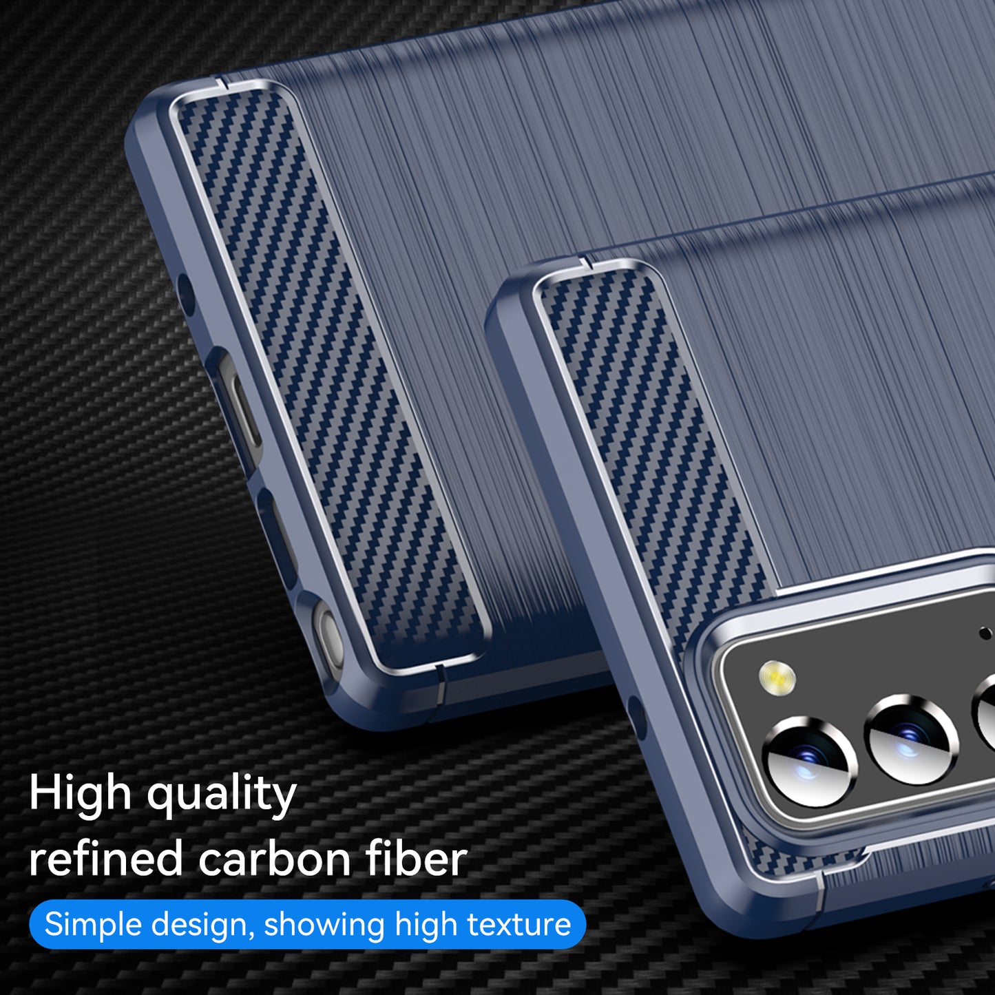 1.8mm Carbon Fiber Drop-proof Anti-fingerprint Brushed Texture Flexible TPU Mobile Phone Cover for Samsung Galaxy Note20/Note20 5G