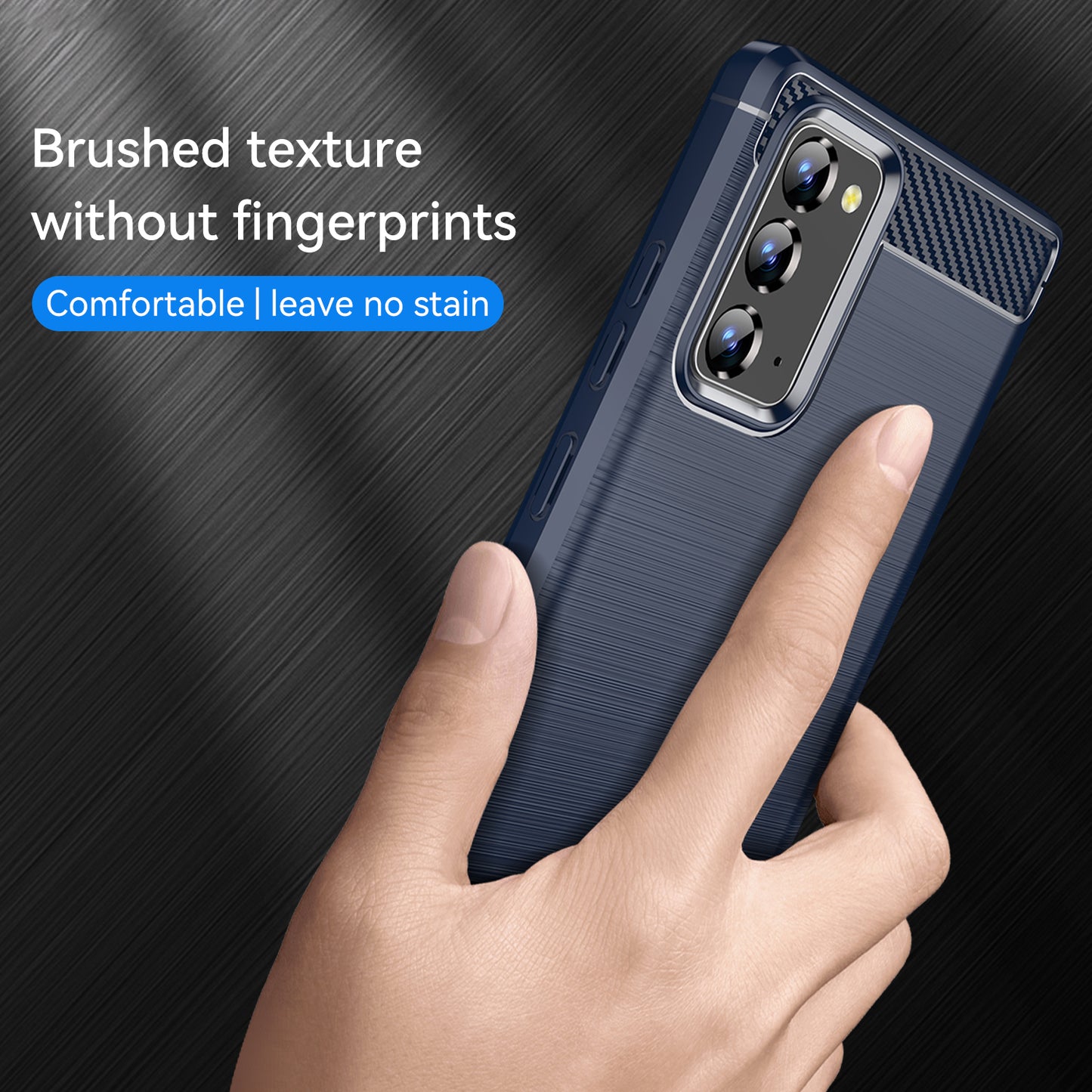1.8mm Carbon Fiber Drop-proof Anti-fingerprint Brushed Texture Flexible TPU Mobile Phone Cover for Samsung Galaxy Note20/Note20 5G