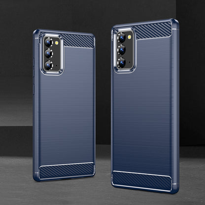 1.8mm Carbon Fiber Drop-proof Anti-fingerprint Brushed Texture Flexible TPU Mobile Phone Cover for Samsung Galaxy Note20/Note20 5G