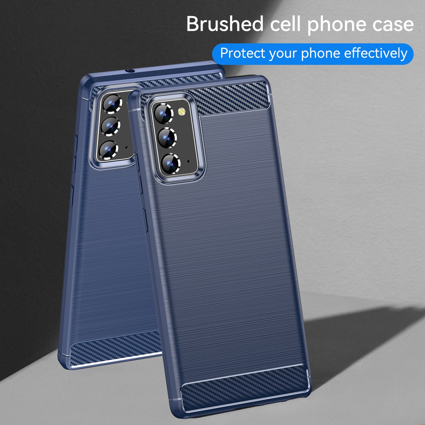 1.8mm Carbon Fiber Drop-proof Anti-fingerprint Brushed Texture Flexible TPU Mobile Phone Cover for Samsung Galaxy Note20/Note20 5G