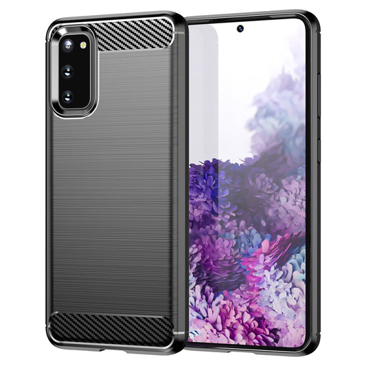 1.8mm Carbon Fiber Brushed Texture Anti-fingerprint Soft TPU Anti-drop Phone Case Cover for Samsung Galaxy S20 4G/S20 5G