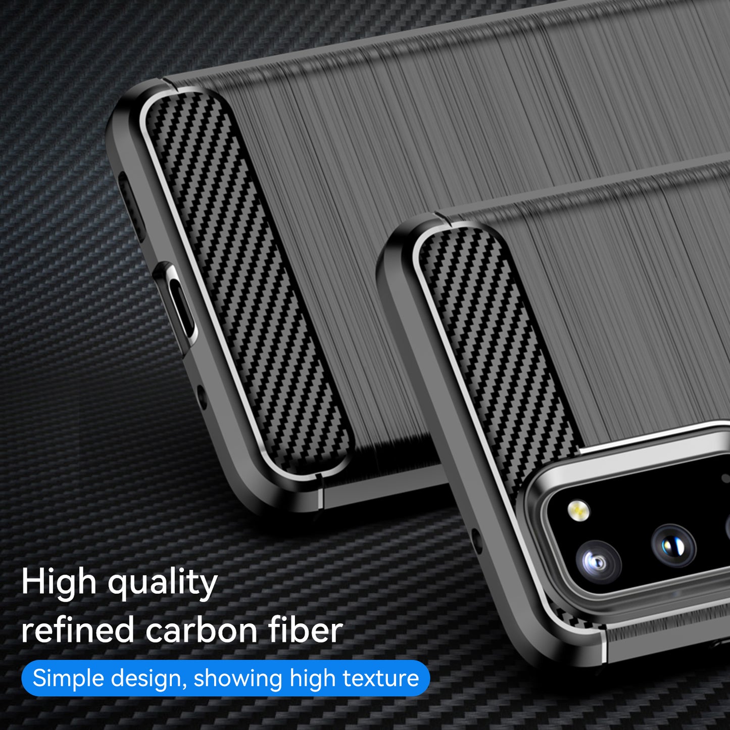 1.8mm Carbon Fiber Brushed Texture Anti-fingerprint Soft TPU Anti-drop Phone Case Cover for Samsung Galaxy S20 4G/S20 5G