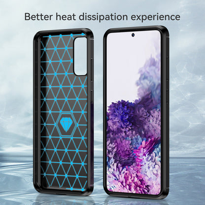 1.8mm Carbon Fiber Brushed Texture Anti-fingerprint Soft TPU Anti-drop Phone Case Cover for Samsung Galaxy S20 4G/S20 5G