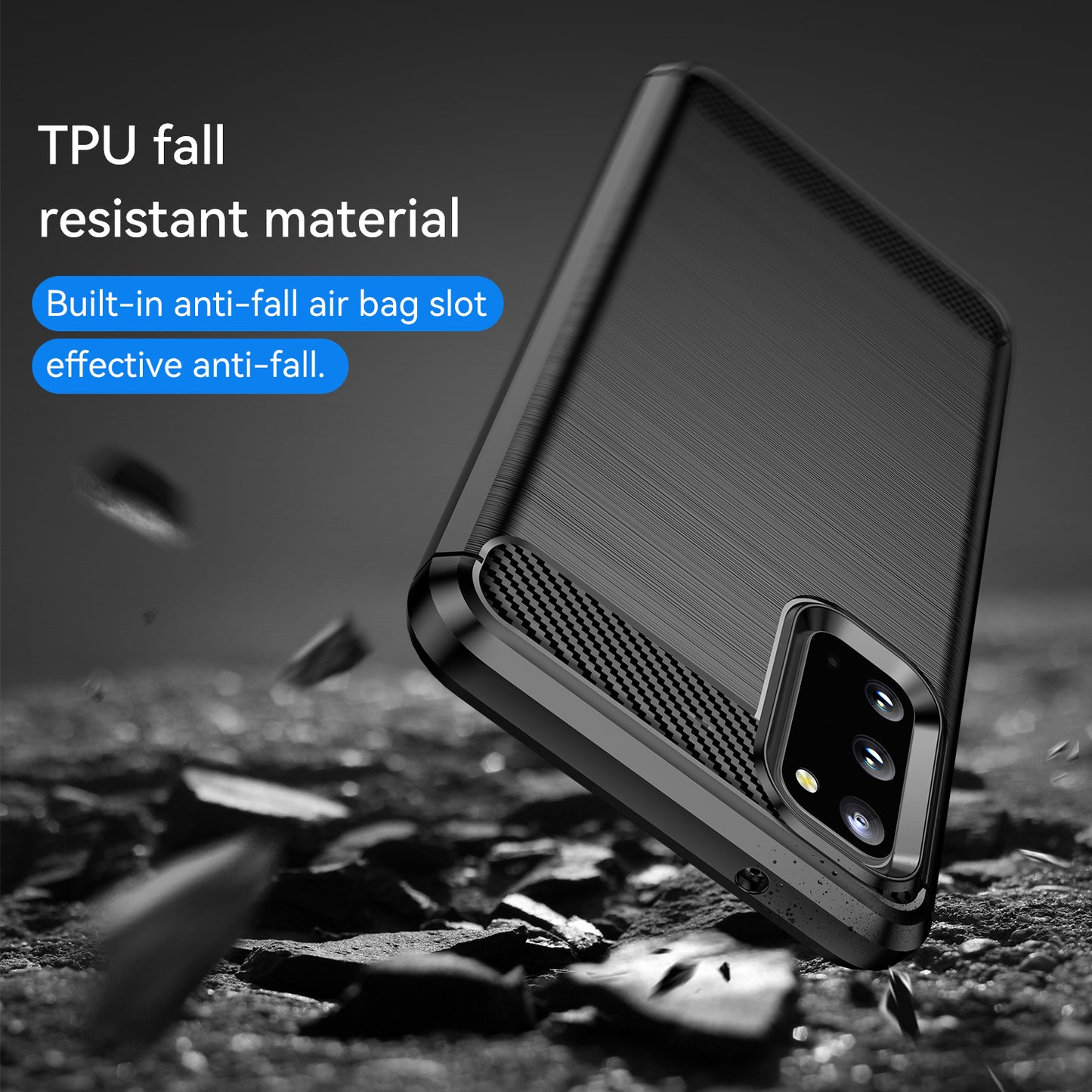 1.8mm Carbon Fiber Brushed Texture Anti-fingerprint Soft TPU Anti-drop Phone Case Cover for Samsung Galaxy S20 4G/S20 5G