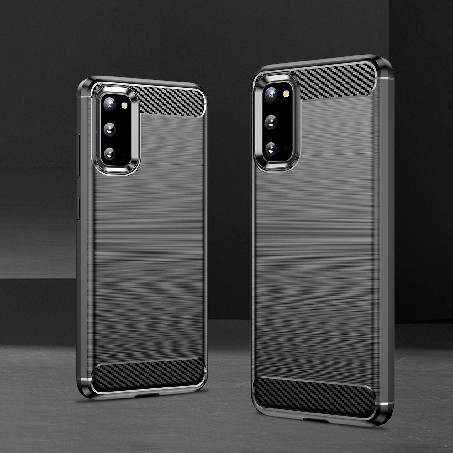 1.8mm Carbon Fiber Brushed Texture Anti-fingerprint Soft TPU Anti-drop Phone Case Cover for Samsung Galaxy S20 4G/S20 5G