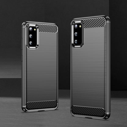 1.8mm Carbon Fiber Brushed Texture Anti-fingerprint Soft TPU Anti-drop Phone Case Cover for Samsung Galaxy S20 4G/S20 5G