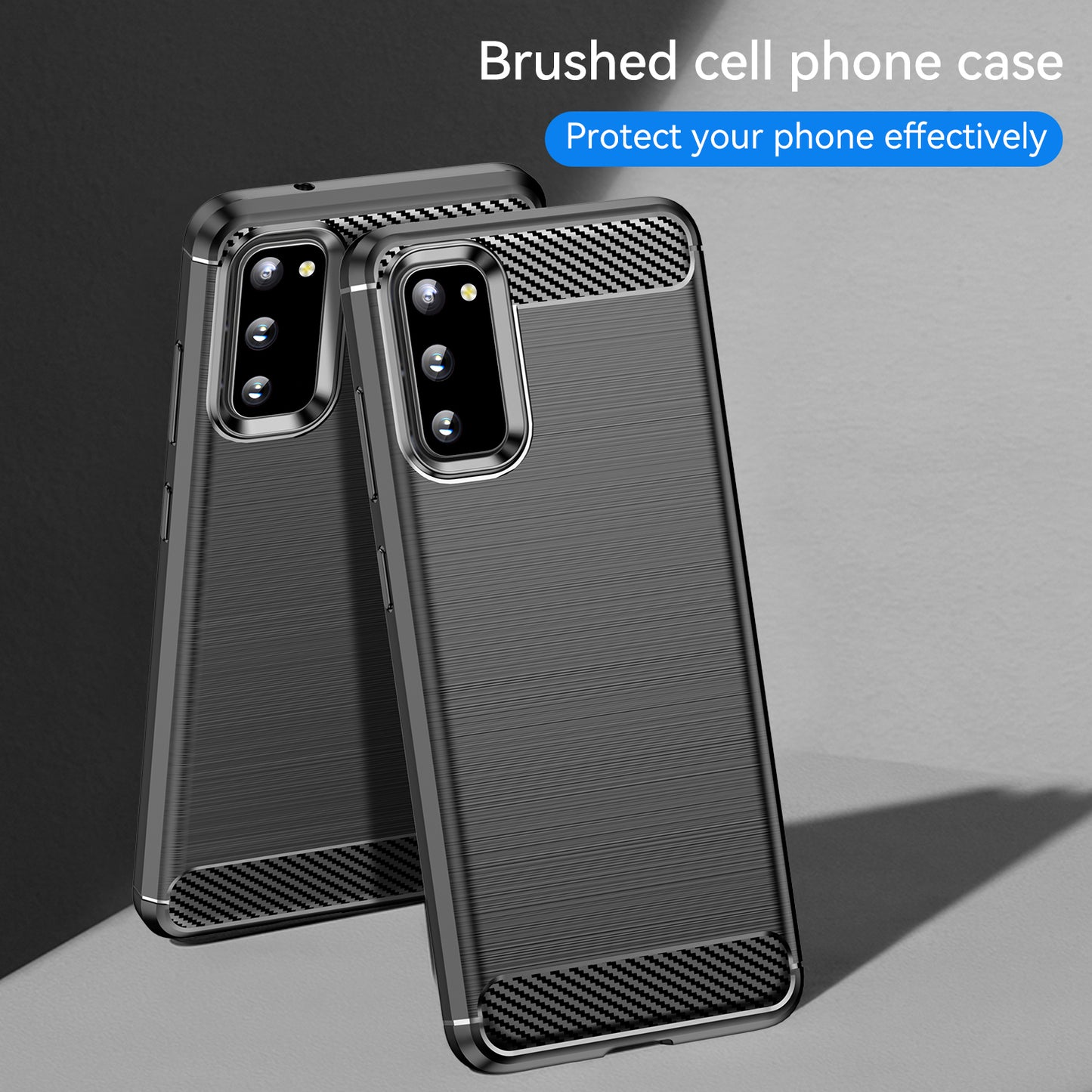 1.8mm Carbon Fiber Brushed Texture Anti-fingerprint Soft TPU Anti-drop Phone Case Cover for Samsung Galaxy S20 4G/S20 5G