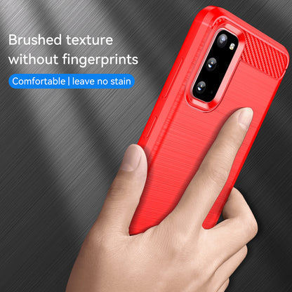 1.8mm Carbon Fiber Brushed Texture Anti-fingerprint Soft TPU Anti-drop Phone Case Cover for Samsung Galaxy S20 4G/S20 5G