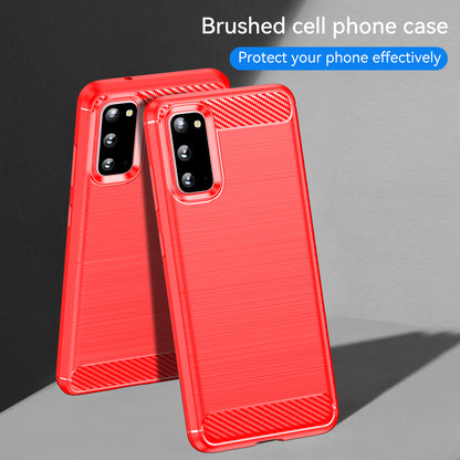 1.8mm Carbon Fiber Brushed Texture Anti-fingerprint Soft TPU Anti-drop Phone Case Cover for Samsung Galaxy S20 4G/S20 5G