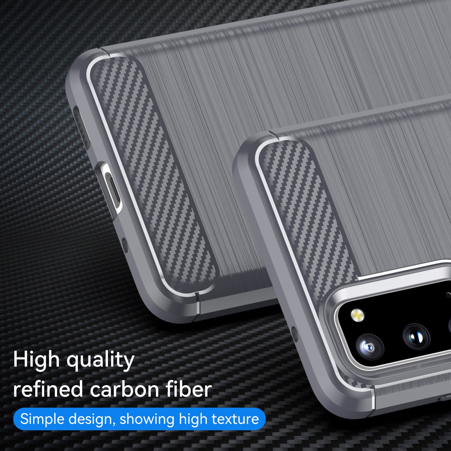 1.8mm Carbon Fiber Brushed Texture Anti-fingerprint Soft TPU Anti-drop Phone Case Cover for Samsung Galaxy S20 4G/S20 5G
