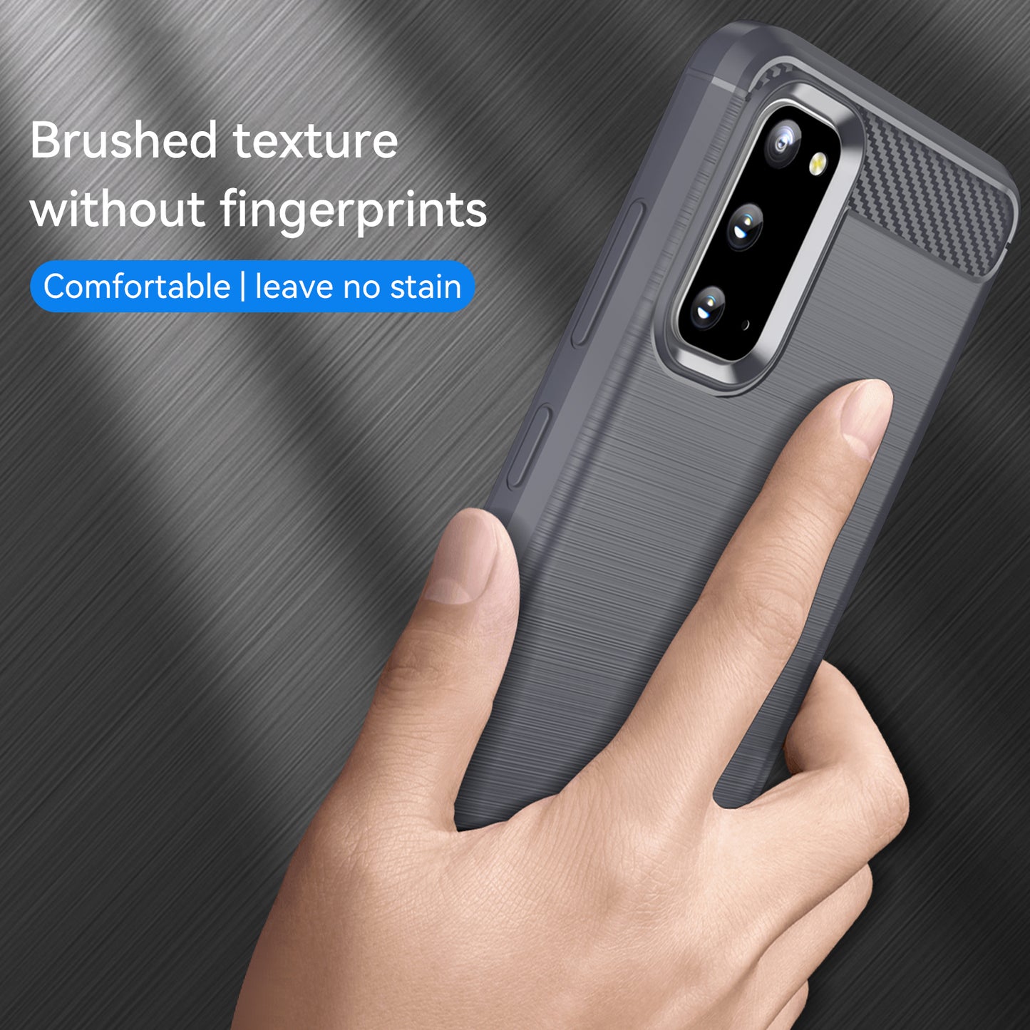 1.8mm Carbon Fiber Brushed Texture Anti-fingerprint Soft TPU Anti-drop Phone Case Cover for Samsung Galaxy S20 4G/S20 5G