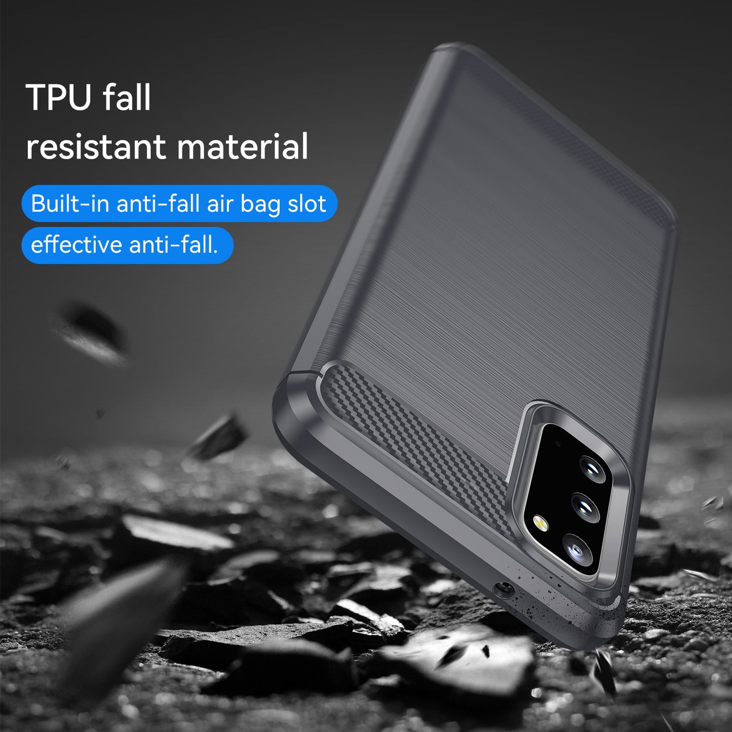 1.8mm Carbon Fiber Brushed Texture Anti-fingerprint Soft TPU Anti-drop Phone Case Cover for Samsung Galaxy S20 4G/S20 5G