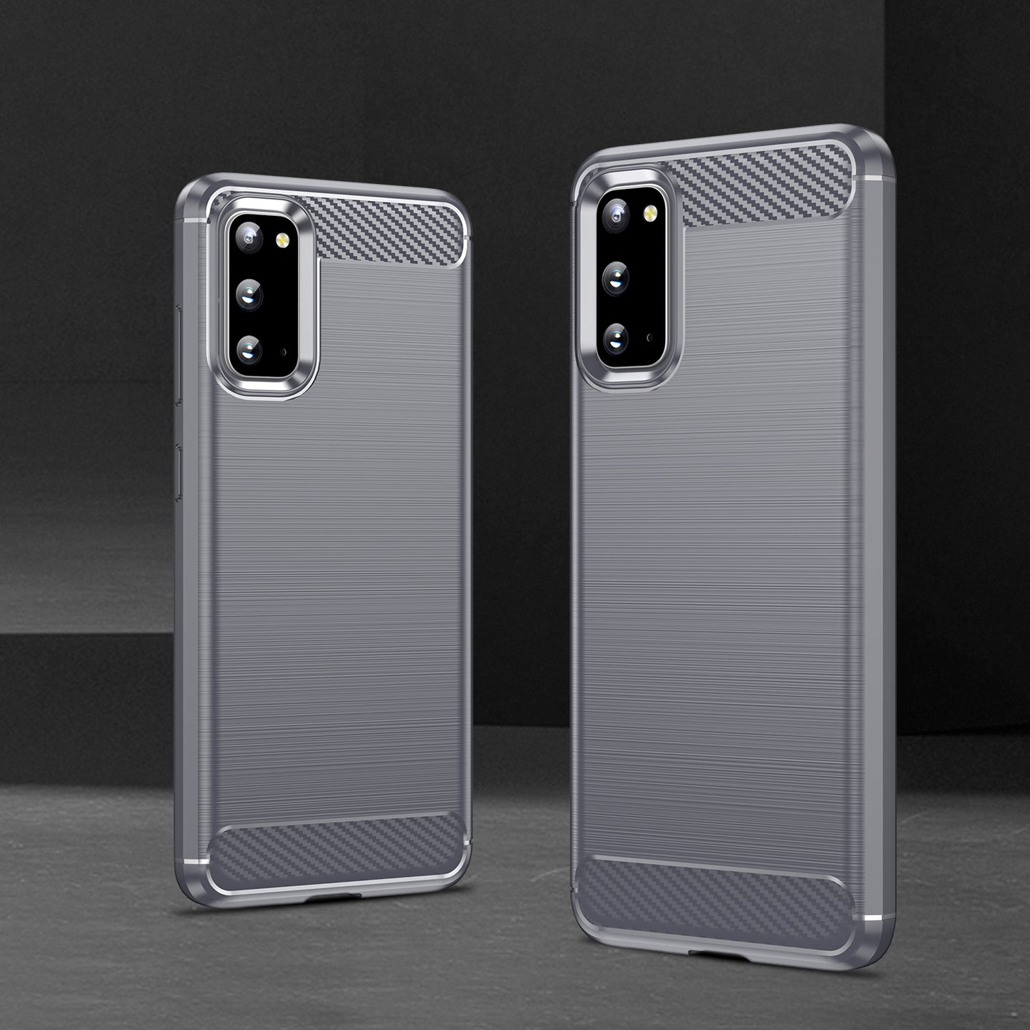 1.8mm Carbon Fiber Brushed Texture Anti-fingerprint Soft TPU Anti-drop Phone Case Cover for Samsung Galaxy S20 4G/S20 5G