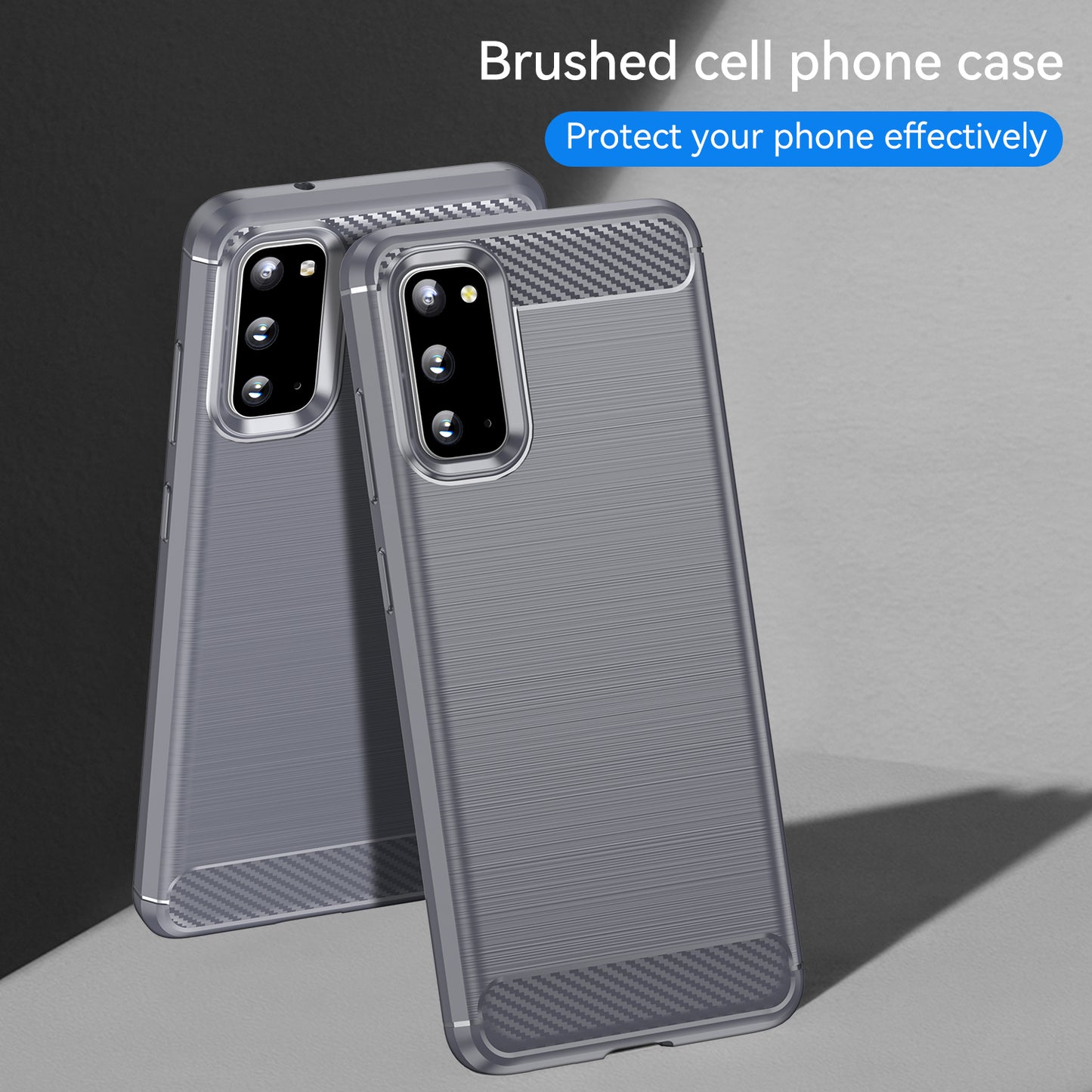 1.8mm Carbon Fiber Brushed Texture Anti-fingerprint Soft TPU Anti-drop Phone Case Cover for Samsung Galaxy S20 4G/S20 5G