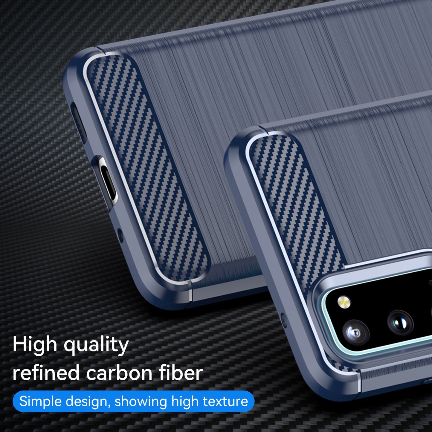 1.8mm Carbon Fiber Brushed Texture Anti-fingerprint Soft TPU Anti-drop Phone Case Cover for Samsung Galaxy S20 4G/S20 5G