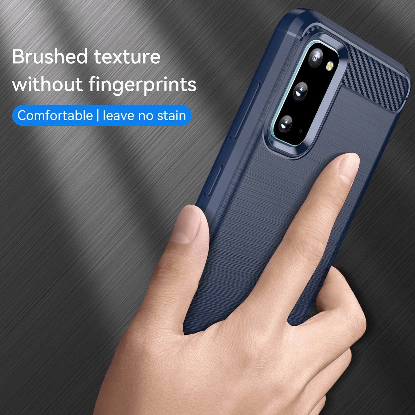 1.8mm Carbon Fiber Brushed Texture Anti-fingerprint Soft TPU Anti-drop Phone Case Cover for Samsung Galaxy S20 4G/S20 5G