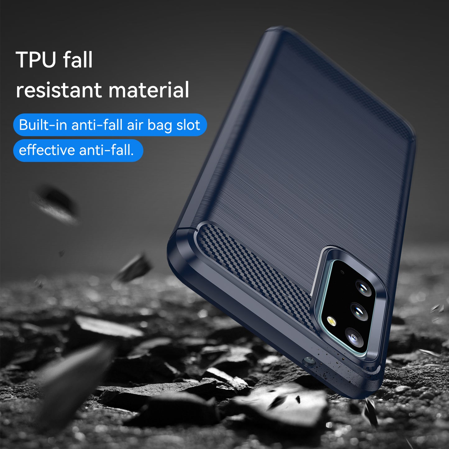 1.8mm Carbon Fiber Brushed Texture Anti-fingerprint Soft TPU Anti-drop Phone Case Cover for Samsung Galaxy S20 4G/S20 5G
