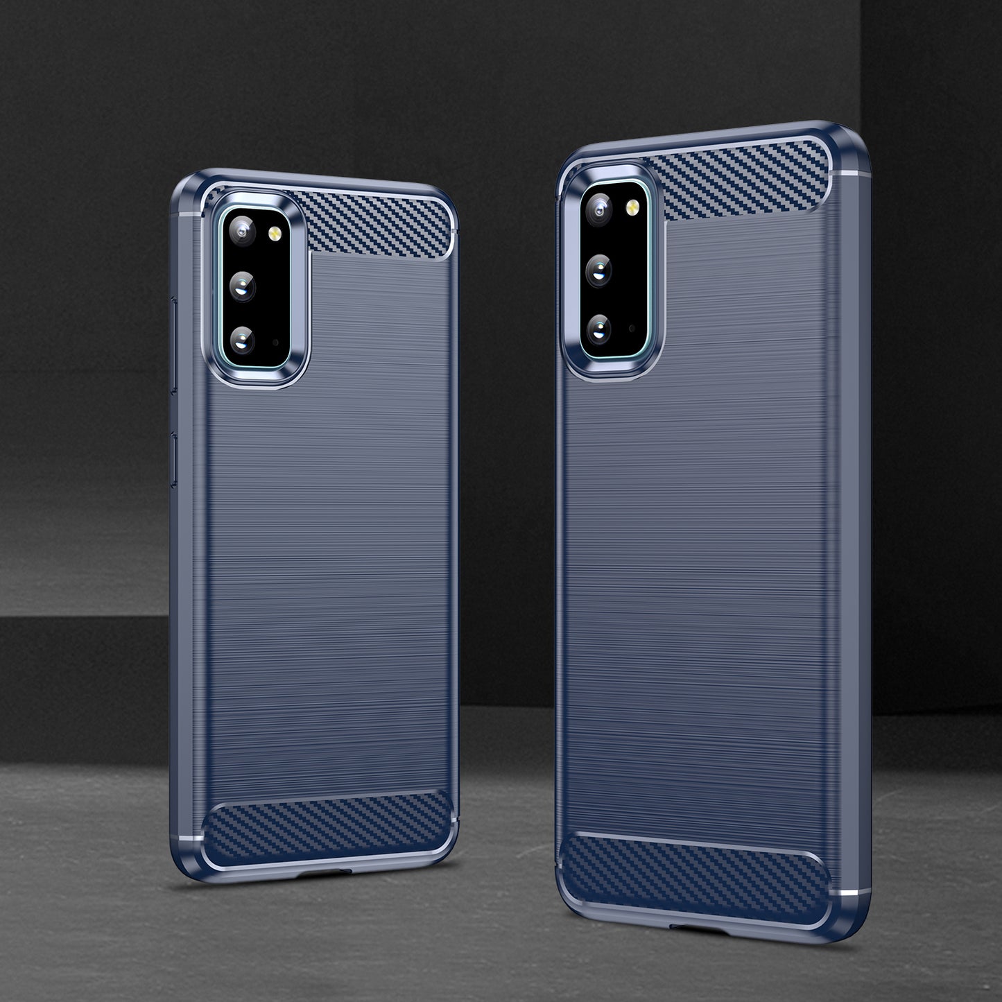 1.8mm Carbon Fiber Brushed Texture Anti-fingerprint Soft TPU Anti-drop Phone Case Cover for Samsung Galaxy S20 4G/S20 5G