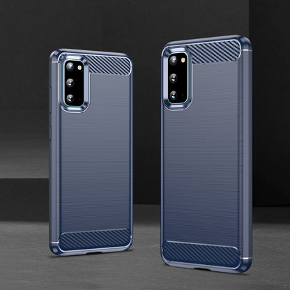 1.8mm Carbon Fiber Brushed Texture Anti-fingerprint Soft TPU Anti-drop Phone Case Cover for Samsung Galaxy S20 4G/S20 5G