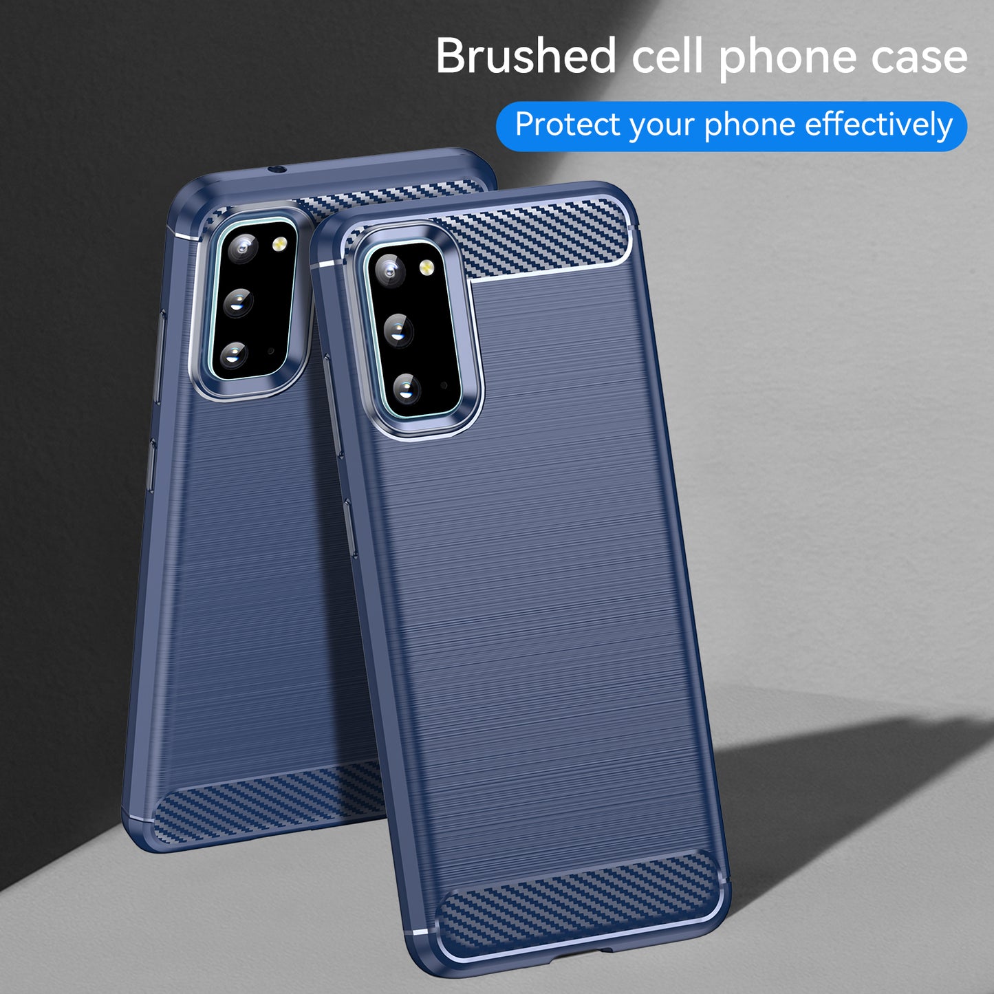 1.8mm Carbon Fiber Brushed Texture Anti-fingerprint Soft TPU Anti-drop Phone Case Cover for Samsung Galaxy S20 4G/S20 5G