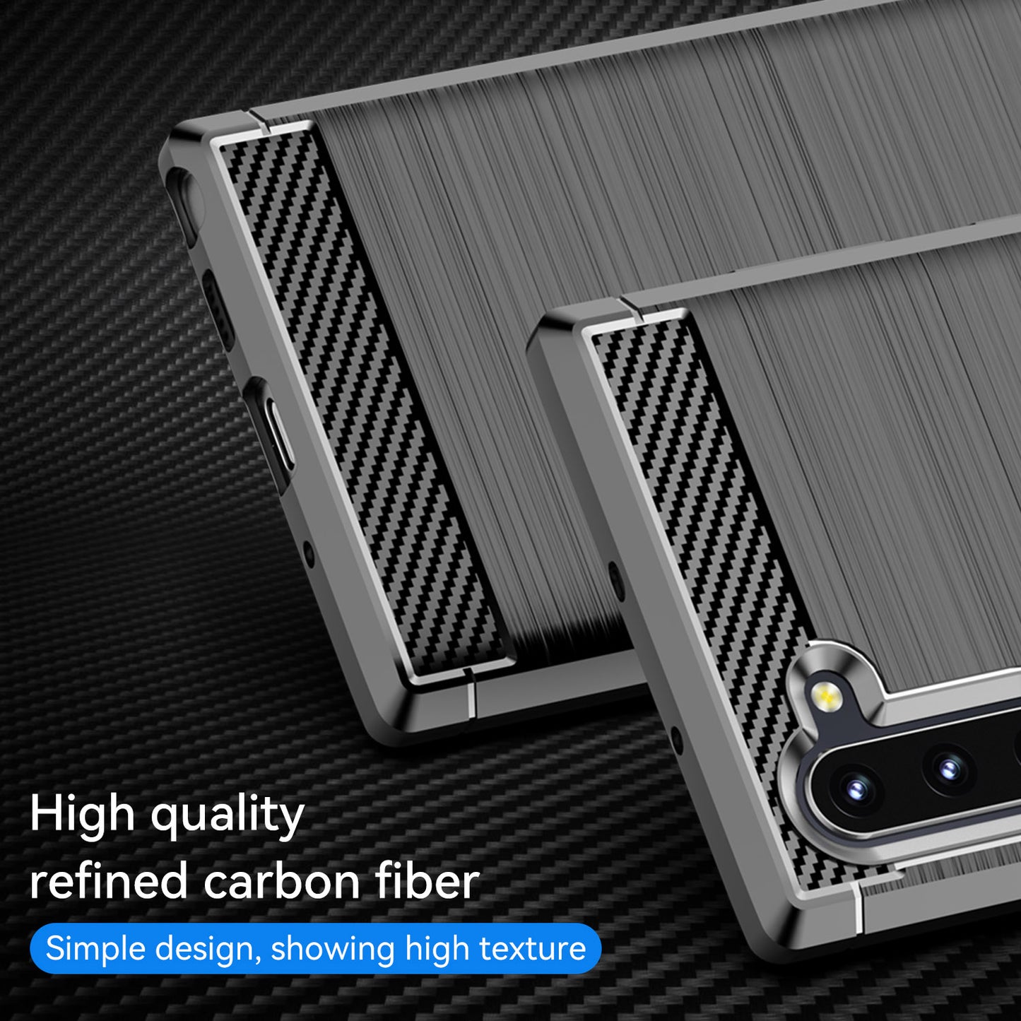 1.8mm Brushed Design Carbon Fiber Texture Soft TPU Anti-scratch Cover Case for Samsung Galaxy Note 10 4G/5G