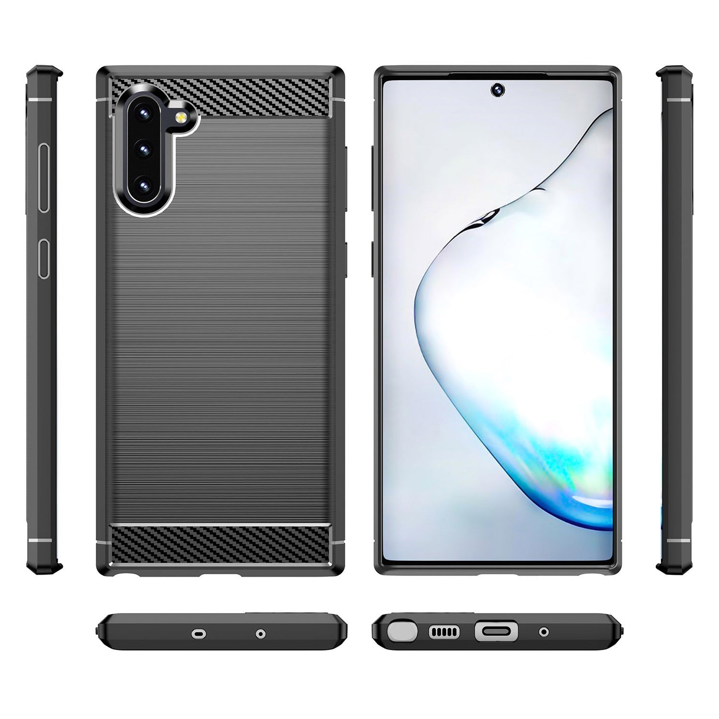 1.8mm Brushed Design Carbon Fiber Texture Soft TPU Anti-scratch Cover Case for Samsung Galaxy Note 10 4G/5G