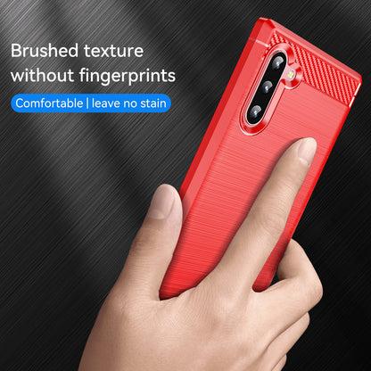 1.8mm Brushed Design Carbon Fiber Texture Soft TPU Anti-scratch Cover Case for Samsung Galaxy Note 10 4G/5G