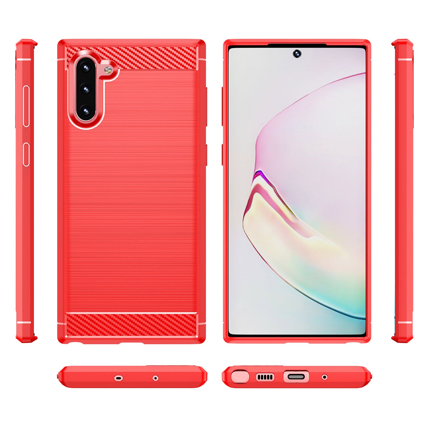 1.8mm Brushed Design Carbon Fiber Texture Soft TPU Anti-scratch Cover Case for Samsung Galaxy Note 10 4G/5G