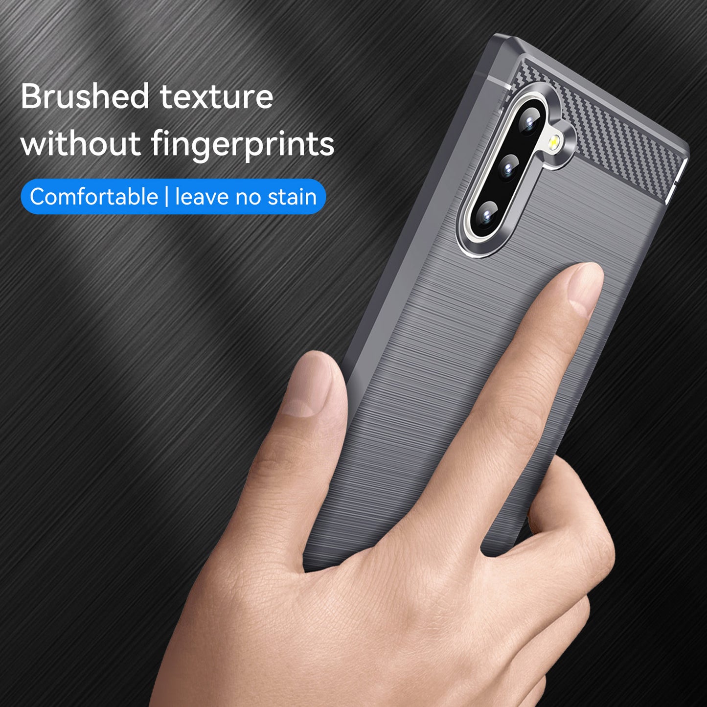 1.8mm Brushed Design Carbon Fiber Texture Soft TPU Anti-scratch Cover Case for Samsung Galaxy Note 10 4G/5G