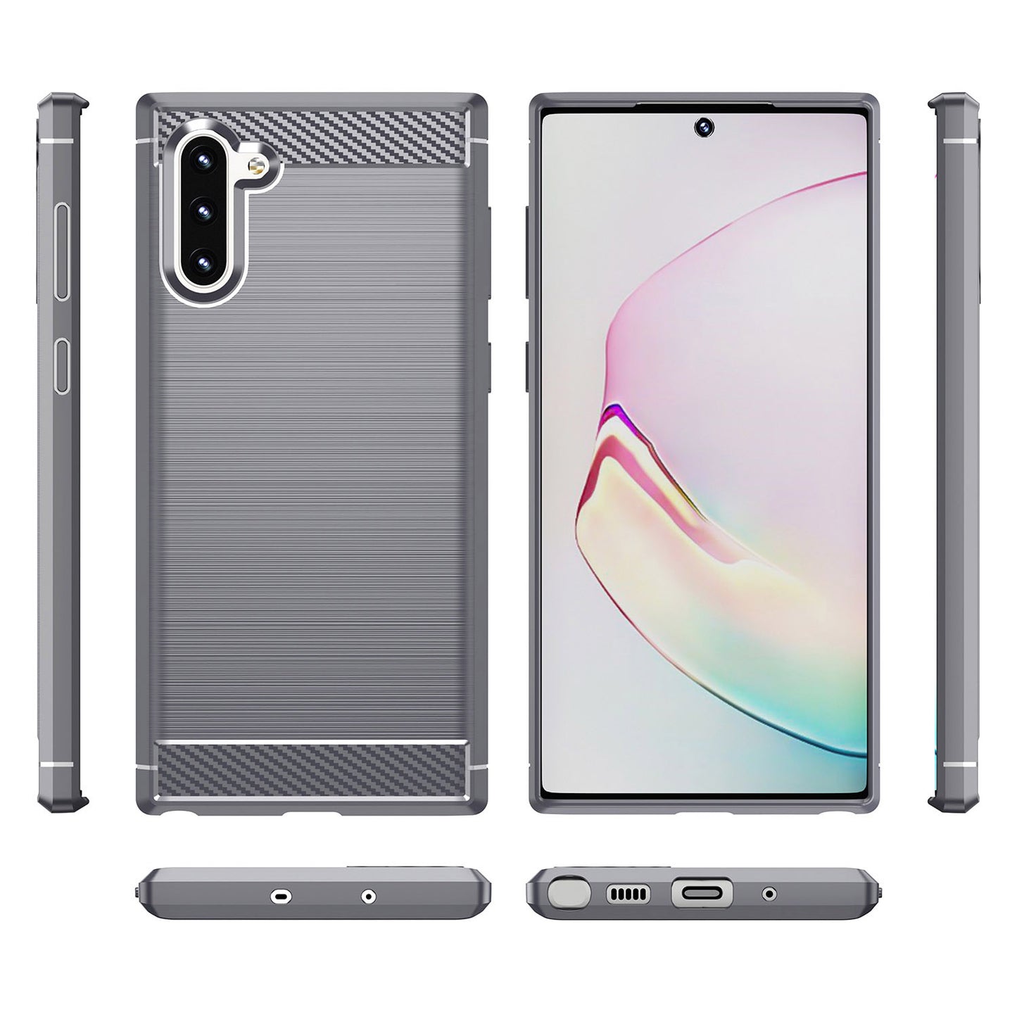 1.8mm Brushed Design Carbon Fiber Texture Soft TPU Anti-scratch Cover Case for Samsung Galaxy Note 10 4G/5G