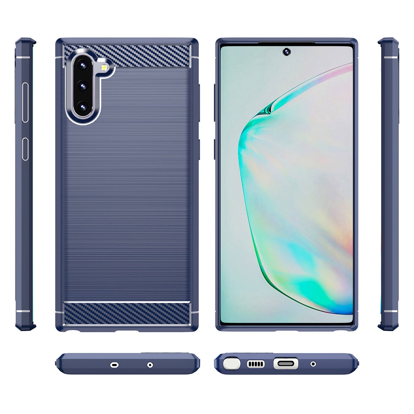1.8mm Brushed Design Carbon Fiber Texture Soft TPU Anti-scratch Cover Case for Samsung Galaxy Note 10 4G/5G