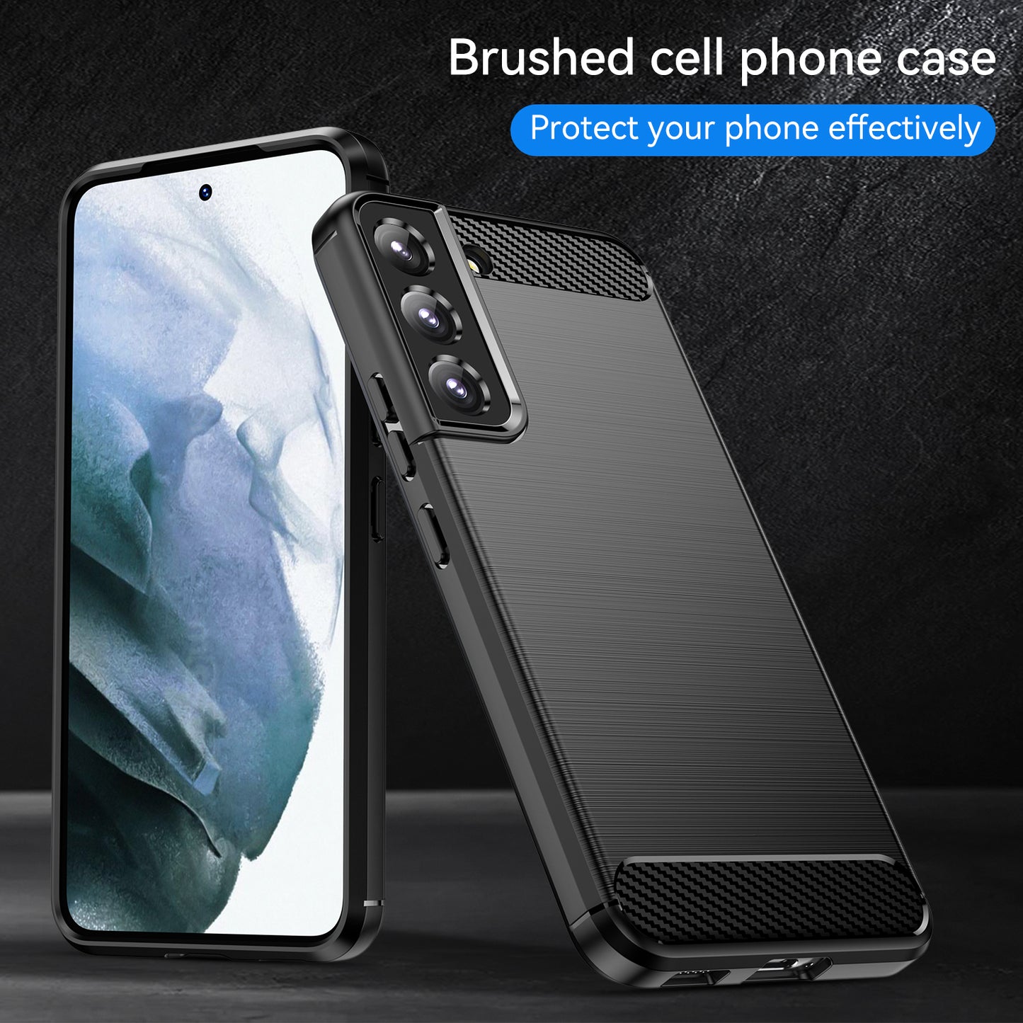 1.8mm Brushed Surface TPU Case Air Cushion Super Thin Carbon Fiber Texture Phone Protective Cover for Samsung Galaxy S22 5G