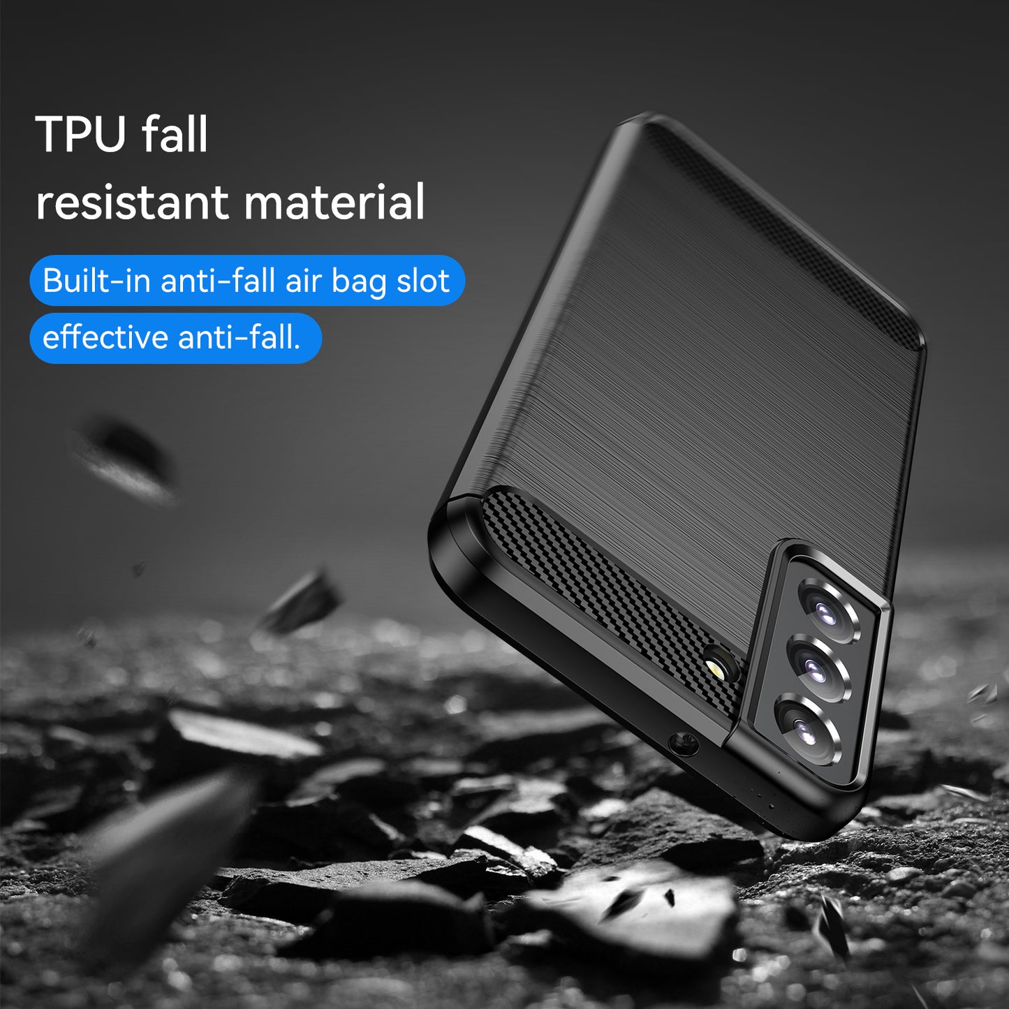 1.8mm Brushed Surface TPU Case Air Cushion Super Thin Carbon Fiber Texture Phone Protective Cover for Samsung Galaxy S22 5G